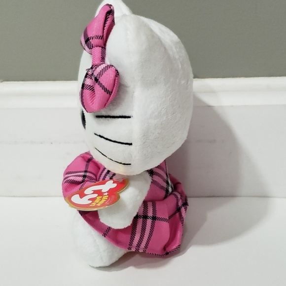 Hello Kitty Pink Tartan Plaid Plush Ty Beanie by Sanrio 2009 - Picture 2 of 10
